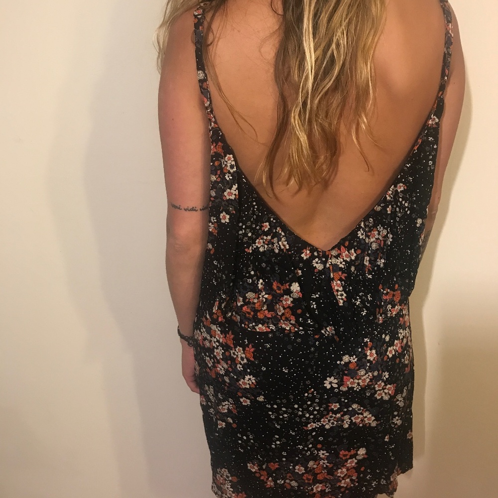 Black Dress w/ Florals & Low Cut Back Rip Curl